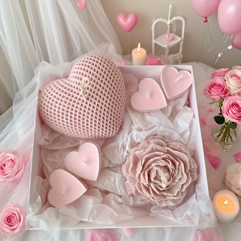 Bath Bomb Mold - 2 adet Şakayık Çiçek Dokuma Kalp