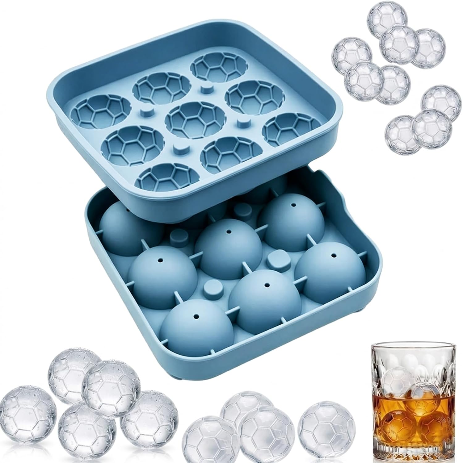 Bath Bomb Mold - Futbol Topu Buz Kalıpları, 9/4 Bölmeli